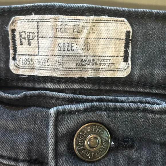 FREE PEOPLE Charcoal Black High-Waisted Distressed Skinny Jeans - Picture 7 of 7